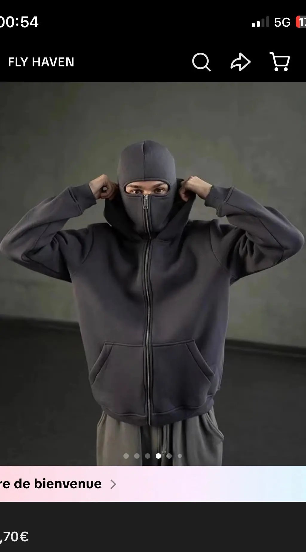 Pull à capuche gris avec masque intégré souluce