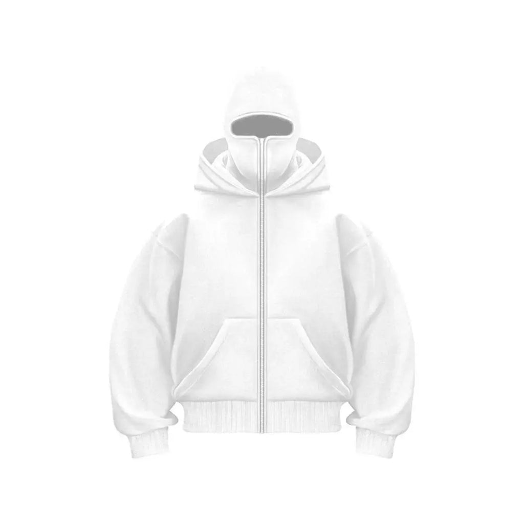 Pull à capuche blanc avec masque intégré souluce