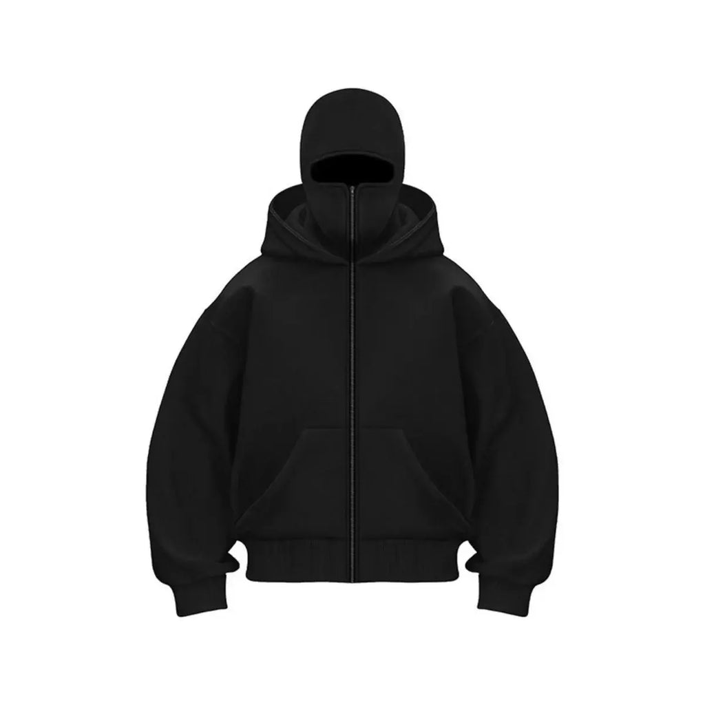 Pull à capuche noir avec masque intégré souluce