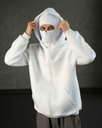 Pull à capuche blanc avec masque intégré souluce